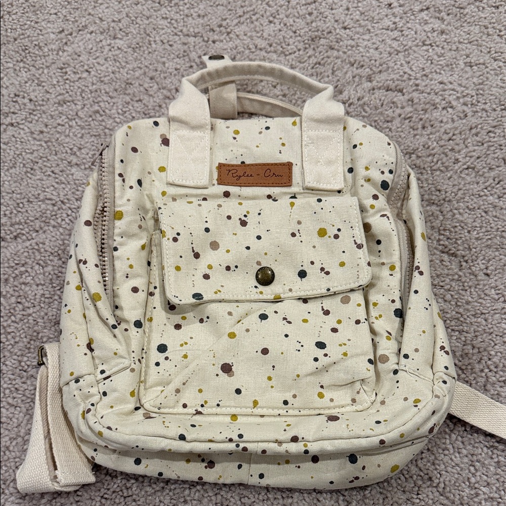 Rylee + Cru Cream Canvas Mini Backpack with Multicolor Speckle